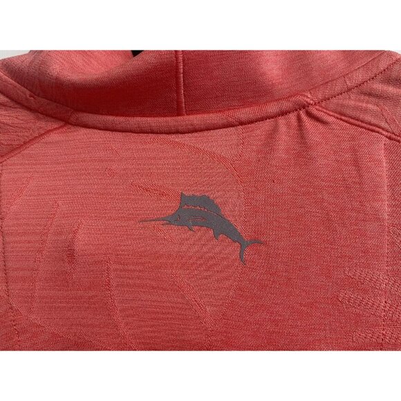 Tommy Bahama Mens Large Delray Frond Lightweight Half Zip Pullover Dubarry Coral - Picture 6 of 9